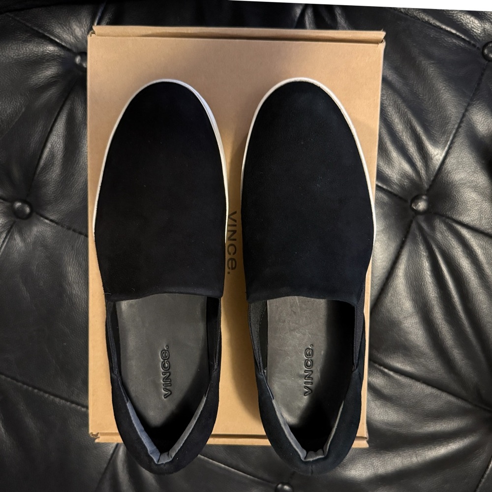 Vince Black Suede “Warren”Slip on Sneaker